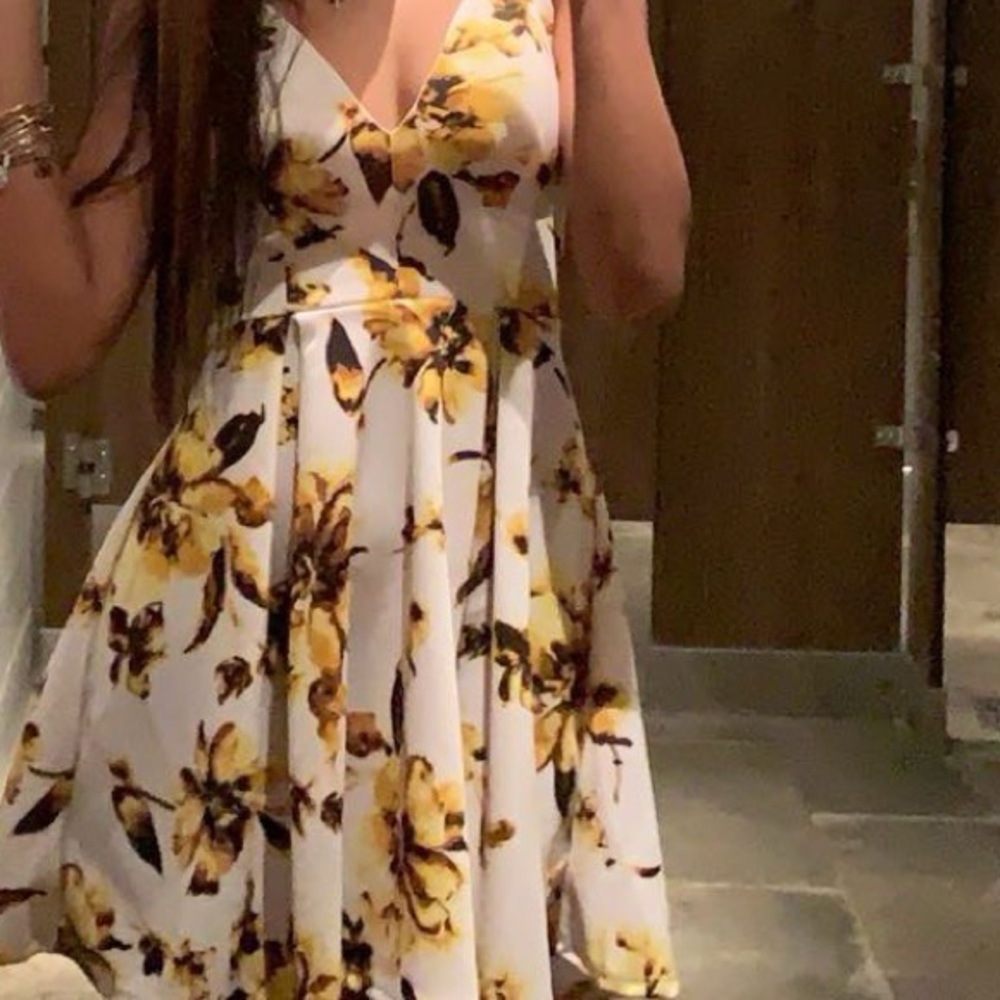 Floral Dress with Red Graduation Cap